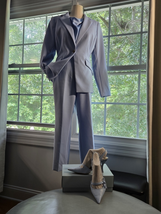 White House Black Market Jackets & Blazers - White House Black Market Light Blue Blazer, Pants & Blouse Antinio Melani Shoes